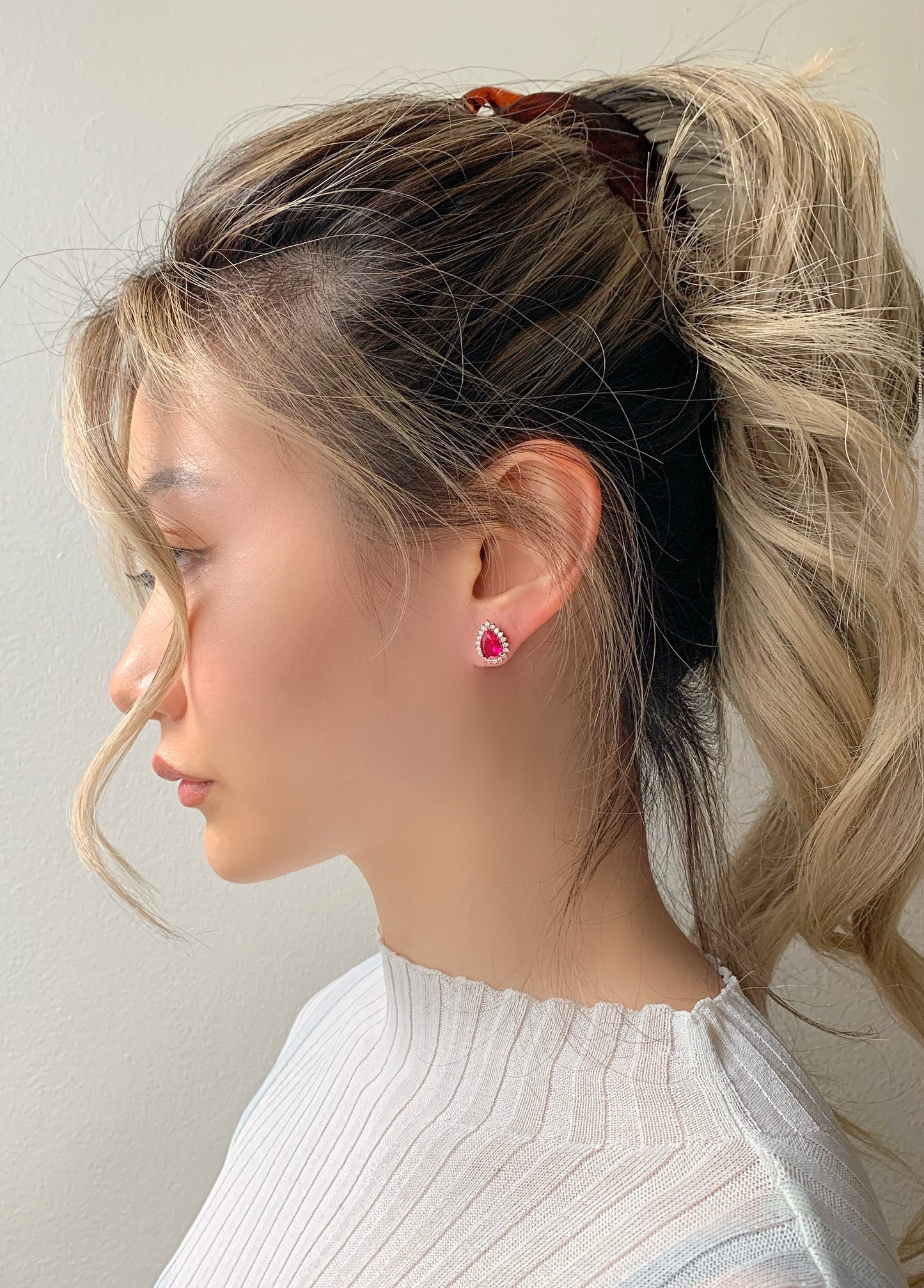 Ina Ruby Earrings Sterling Silver
