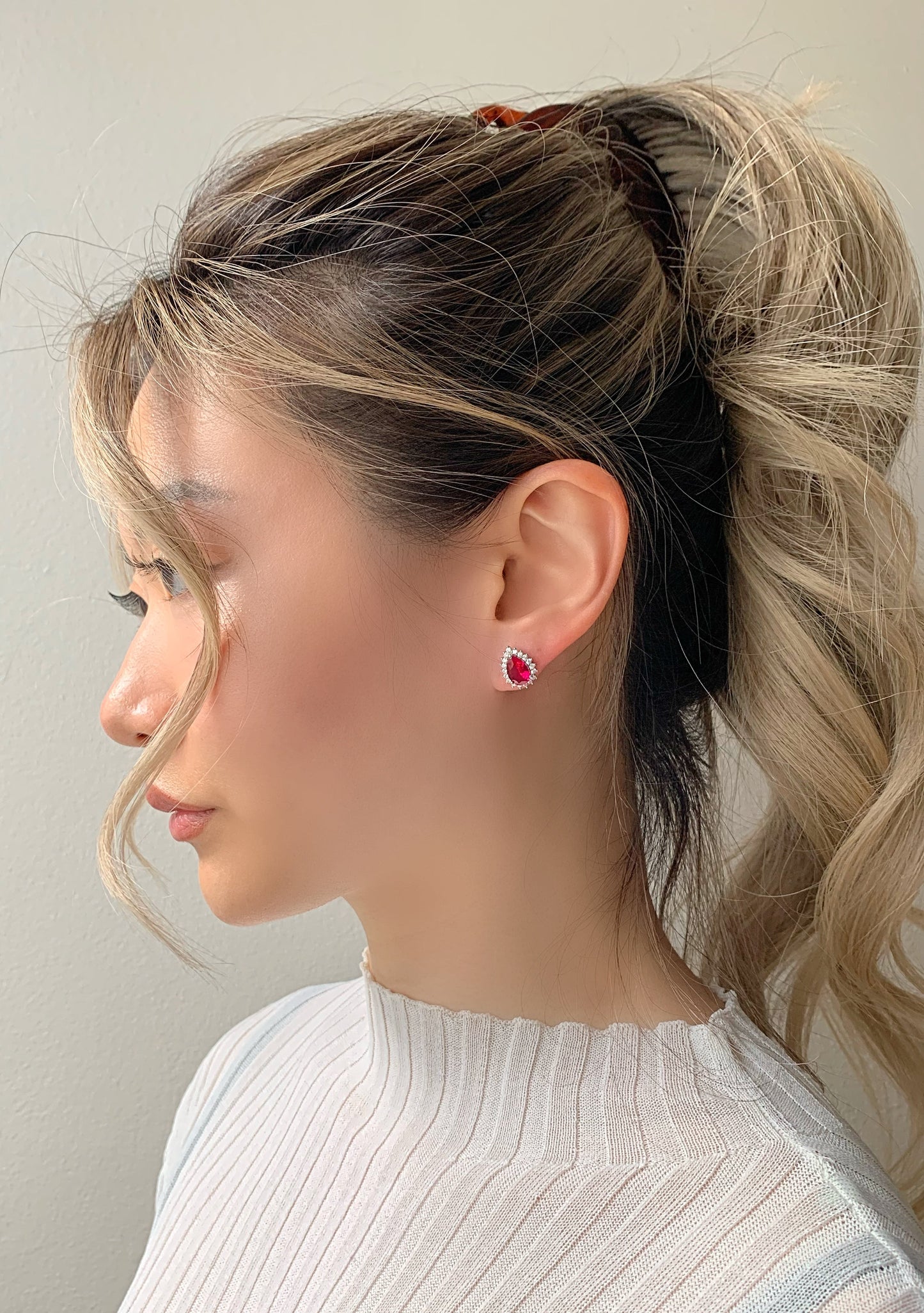 Ina Ruby Earrings Sterling Silver