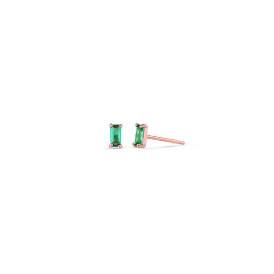 Pia 14k Solid Rose Gold Emerald Earrings