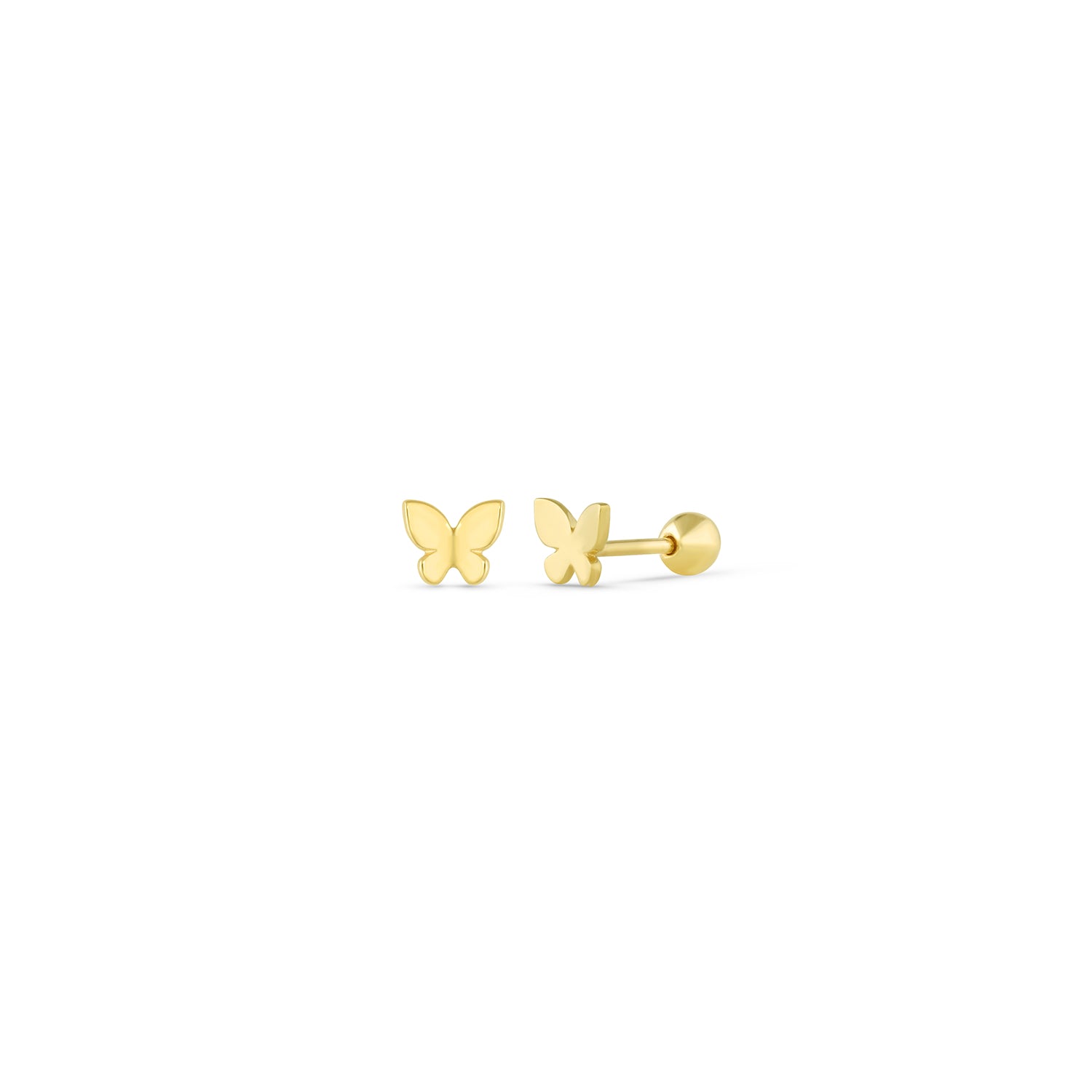 14k Solid Gold Butterfly Earrings Screw Backs