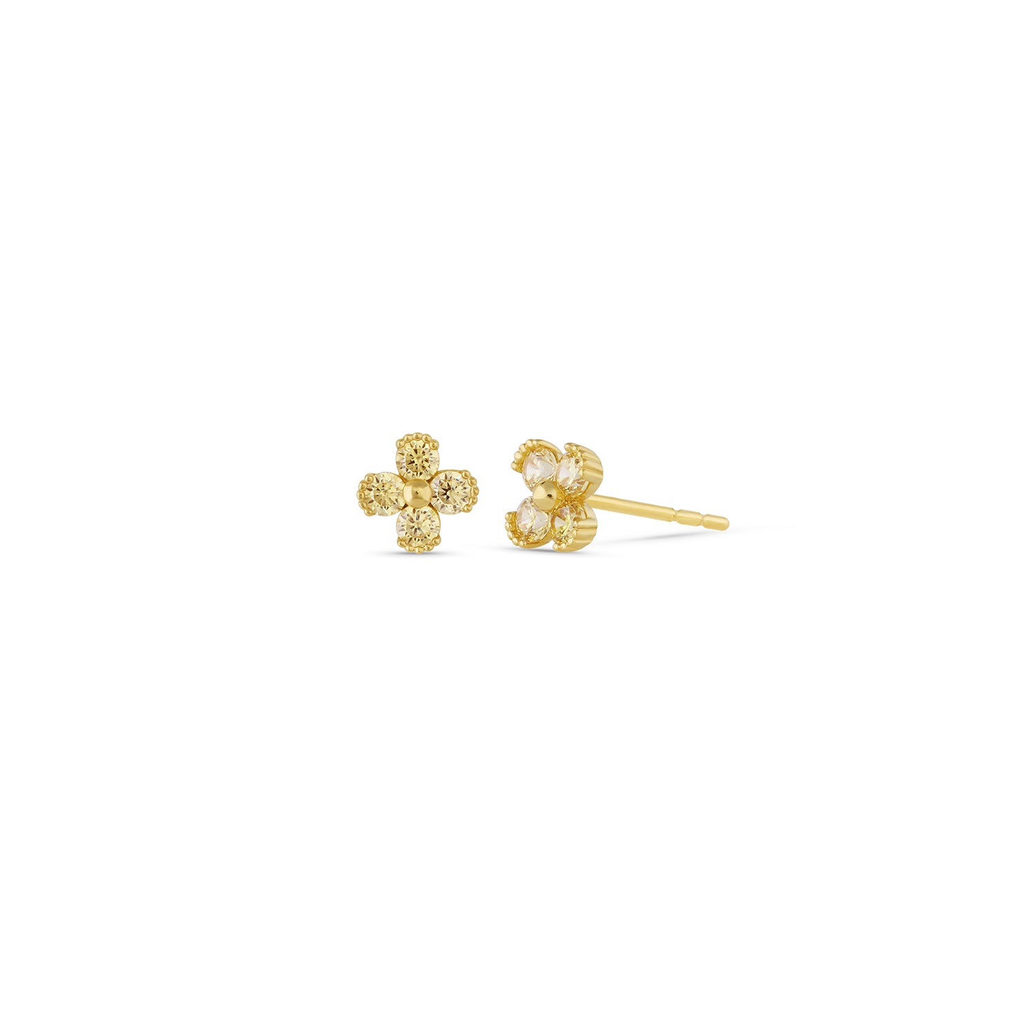 Jay 14k Solid Gold Gemstone Flowers Earrings