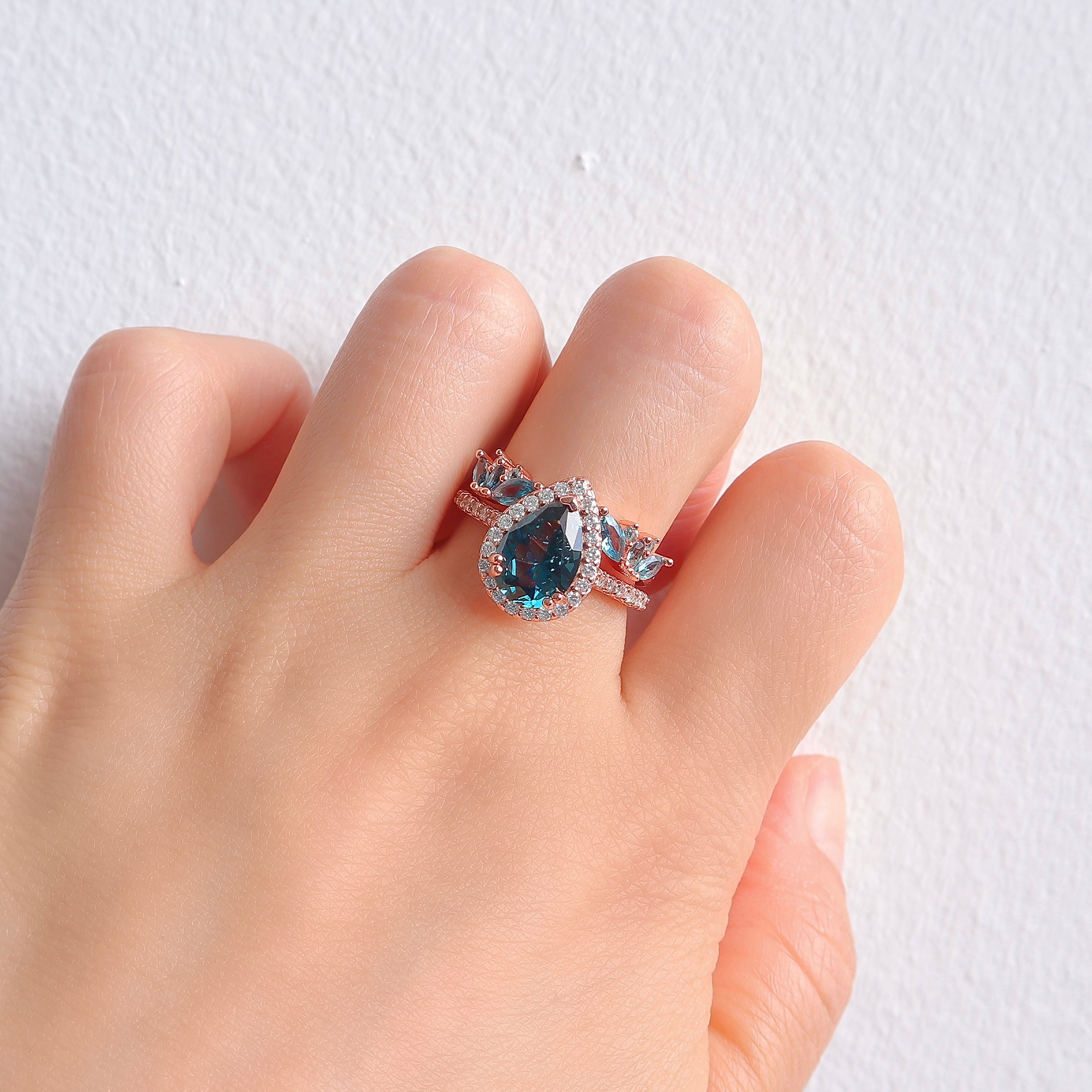 Blue Topaz Sterling Silver Ring with Diamond Accent