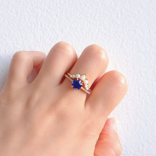 Emma Sapphire & Opal Ring Set
