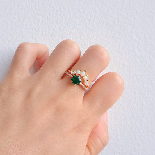 Emma Emerald & Opal Ring Set