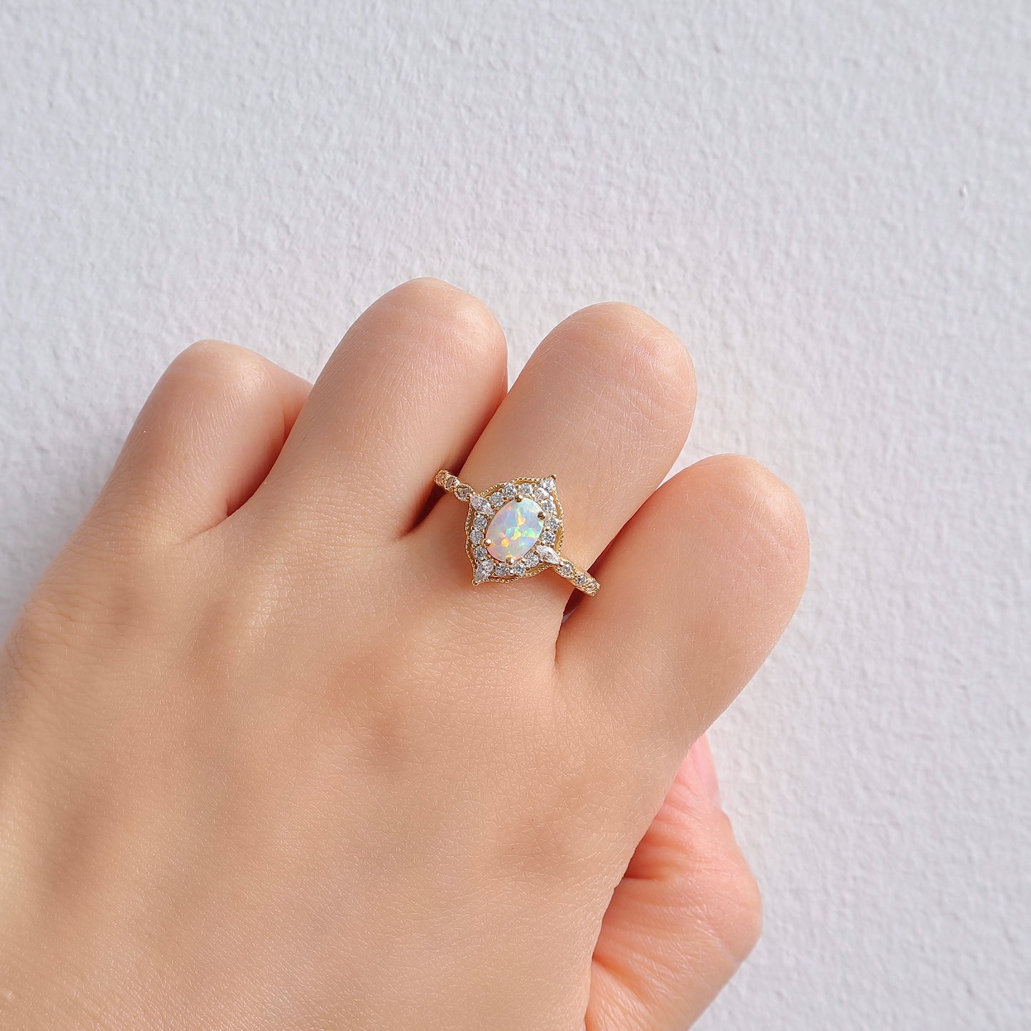 Ash Opal Ring Gold