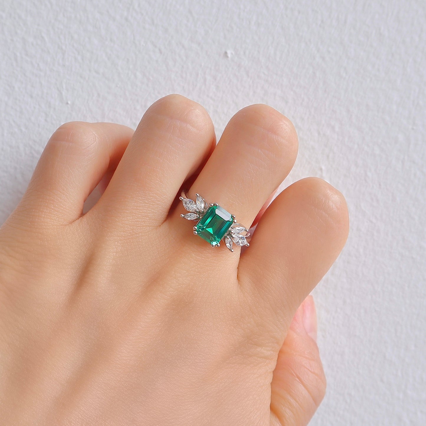 Ivy Emerald Ring Sterling Silver