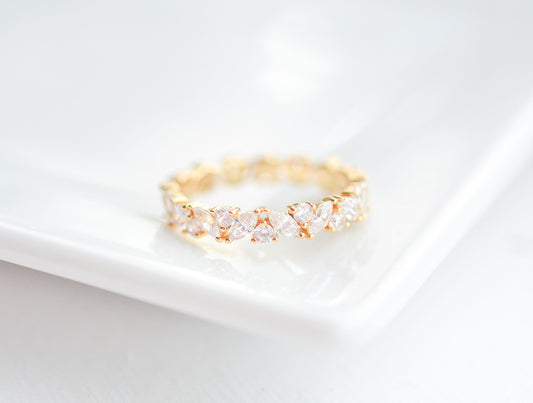 Abi Moissanite Marquise and Round Wedding Band Gold