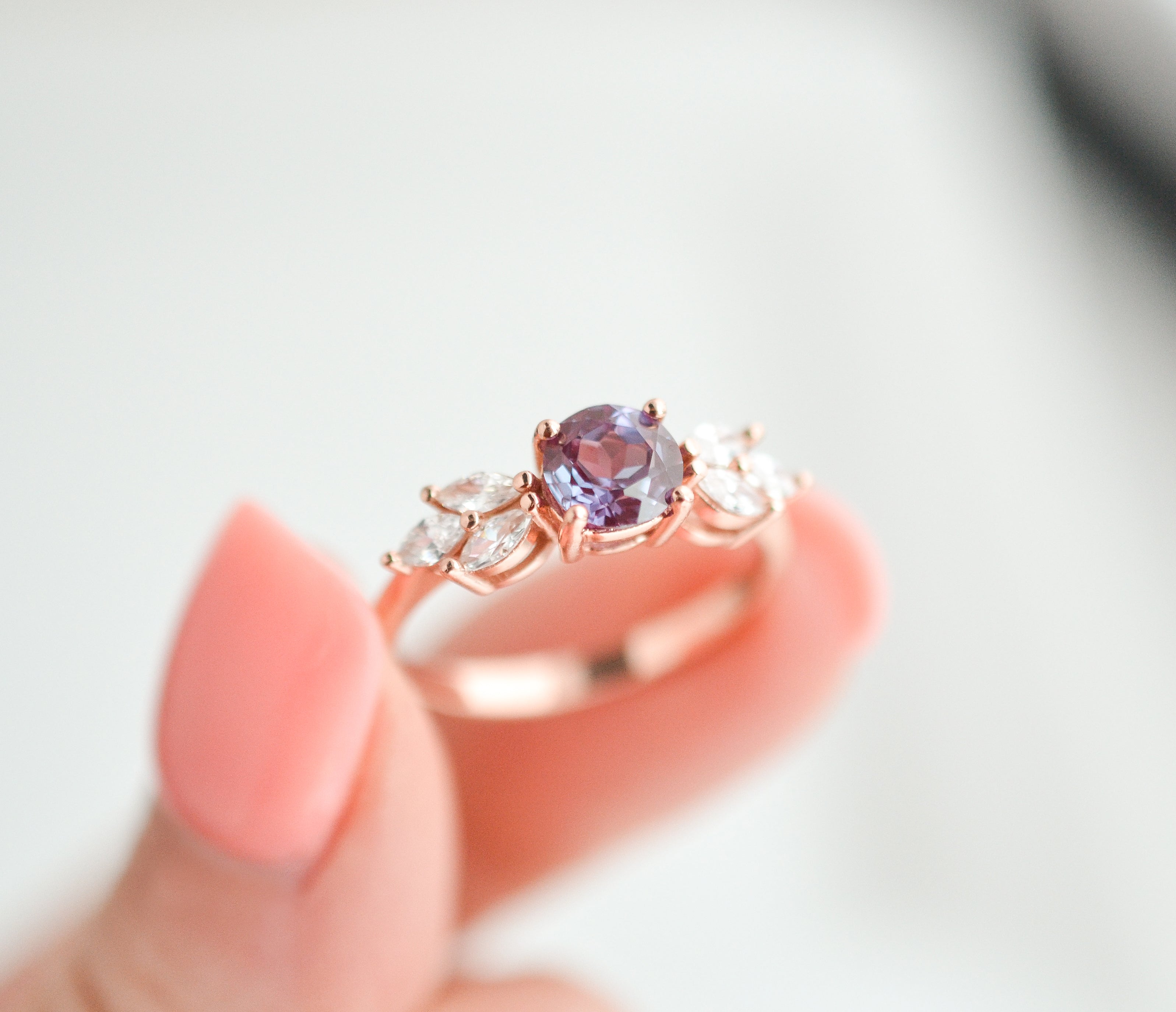 Lab alexandrite ring, 7x9mm emerald cut alexandrite ring, rose gold plated  engagement ring, changeable color gemstone ring, sterling silver -  Engagement Ring | Wedding Ring | Online Jewelry