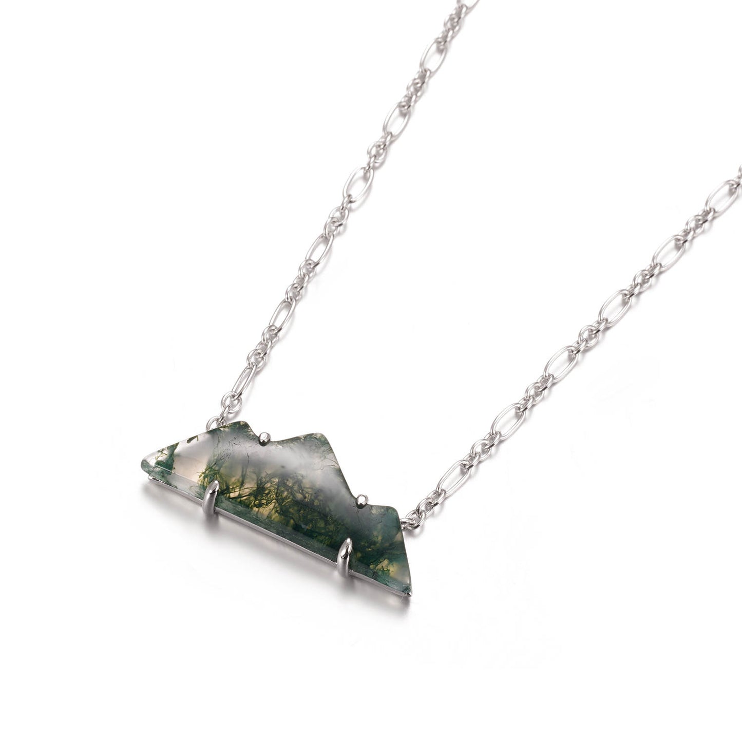 Clara Mountain Moss Agate Necklace Sterling Silver