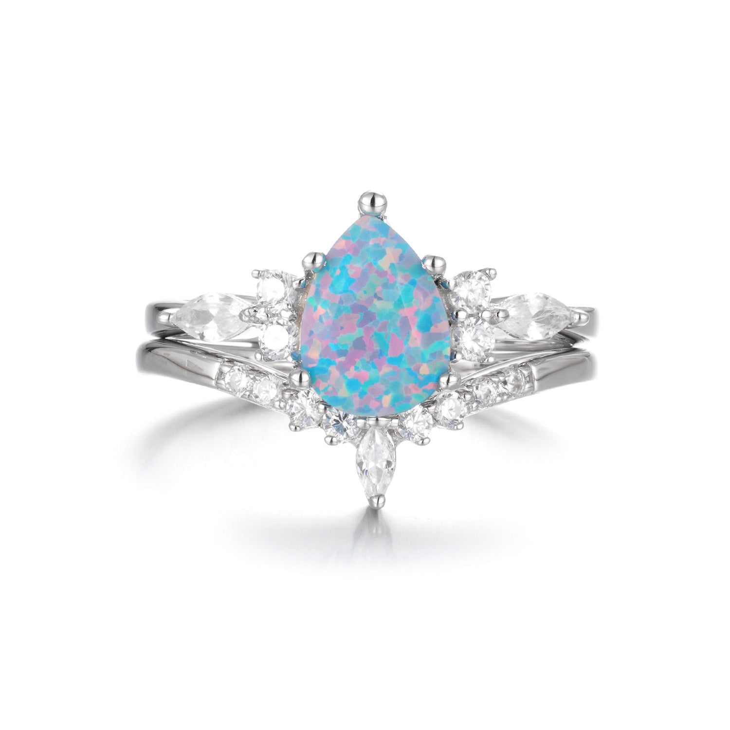 Erinry Blue Fire Opal Ring Set