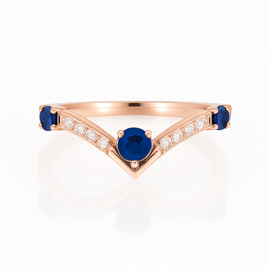 Nesa Curved Wedding Band Sapphire Ring