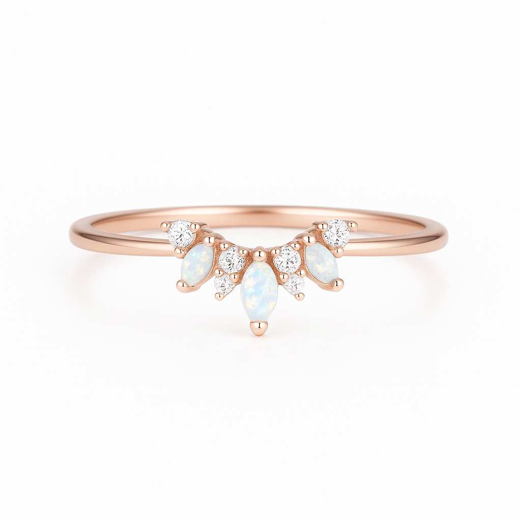 Joan Curved Opal Band Rose Gold