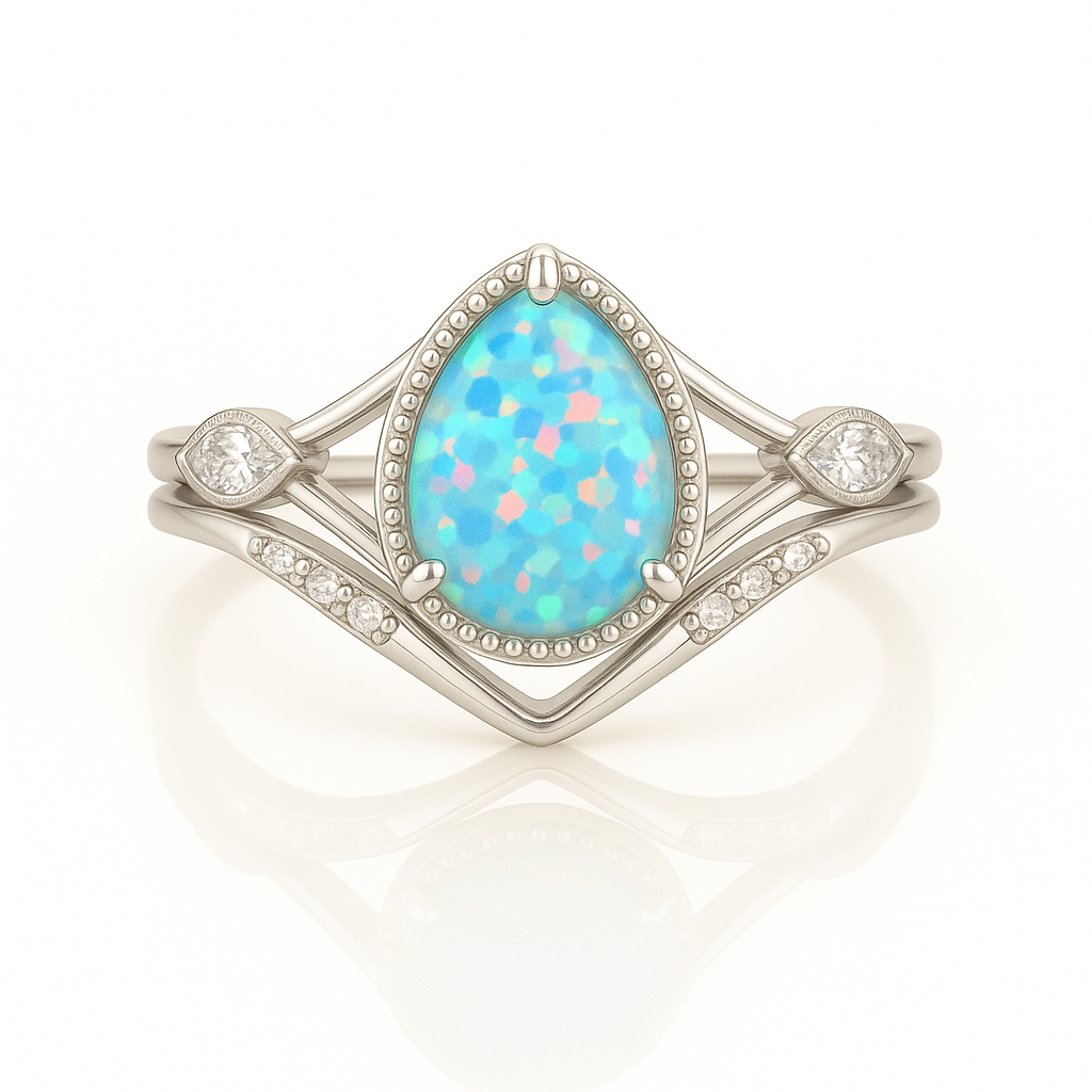 Emily Blue Fire Opal Ring Set
