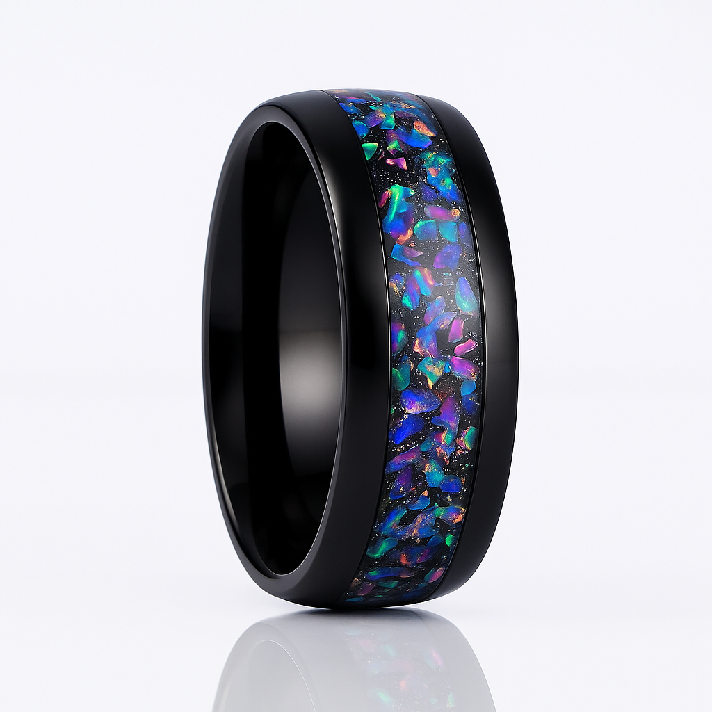 Oria Starry Night Opal Veil Nebula Couples Ring Set