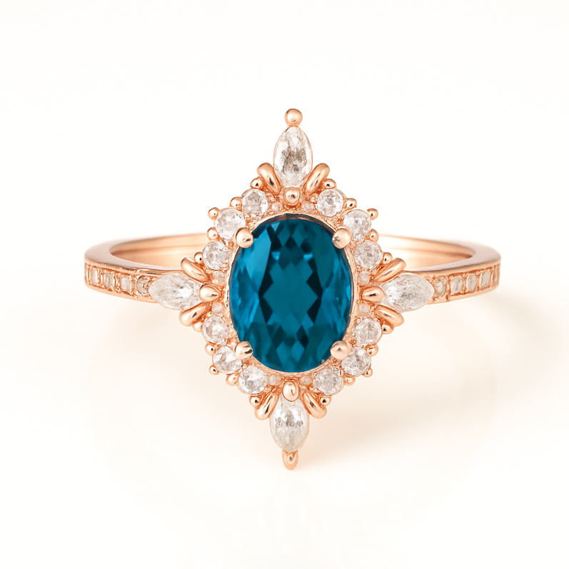 Mia London Blue Topaz Ring Rose Gold
