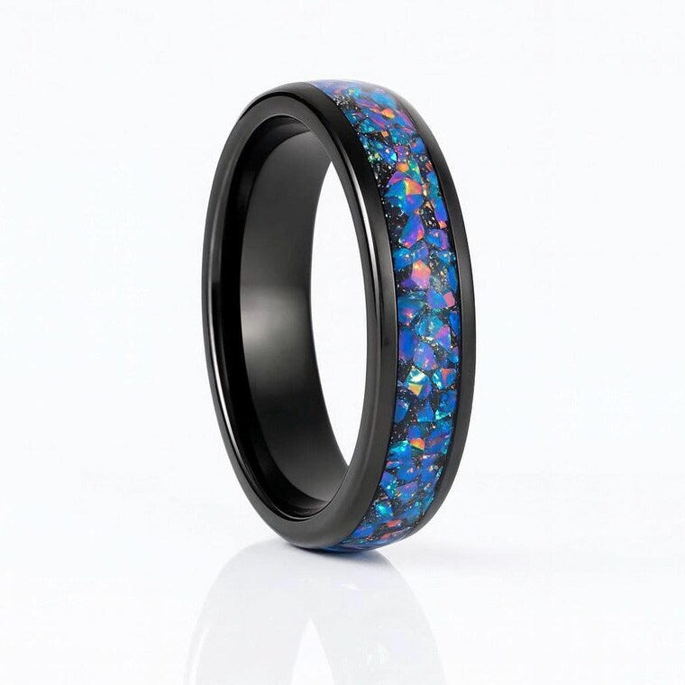 Oria Starry Night Opal Veil Nebula Couples Ring Set