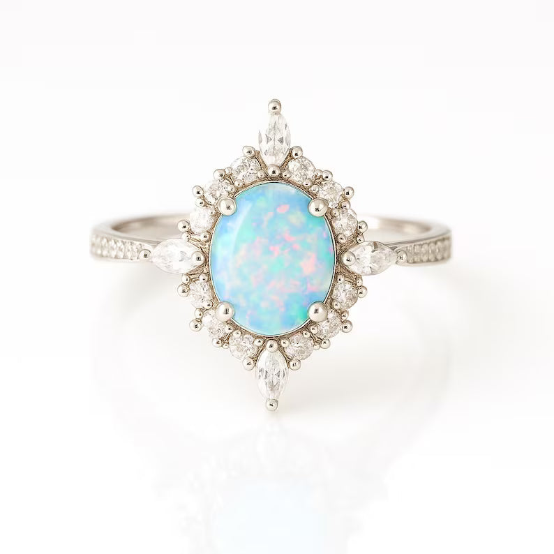 Mia Blue Fire Opal Ring