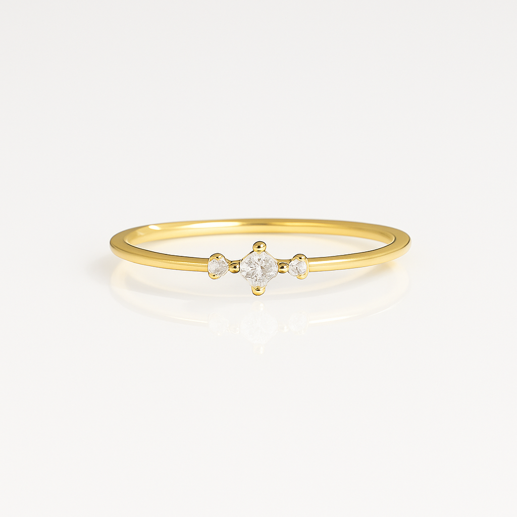Koi Moissanite Dainty Ring Gold