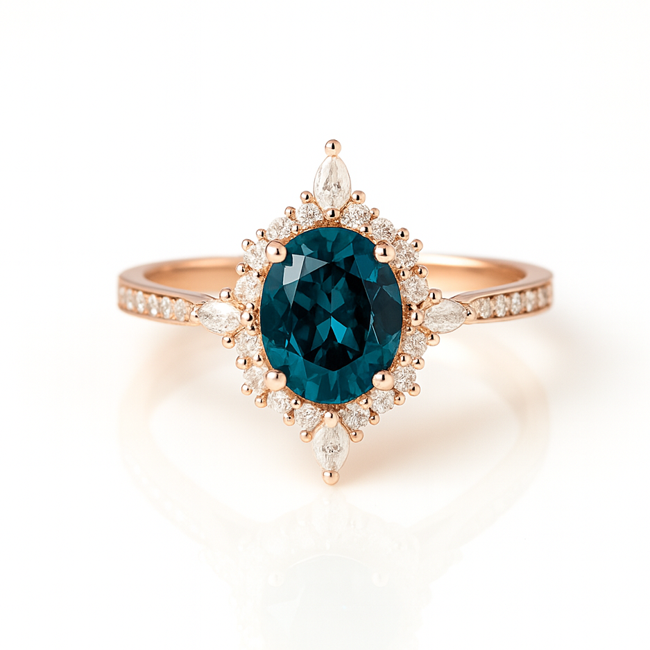 Mia London Blue Topaz Ring Rose Gold