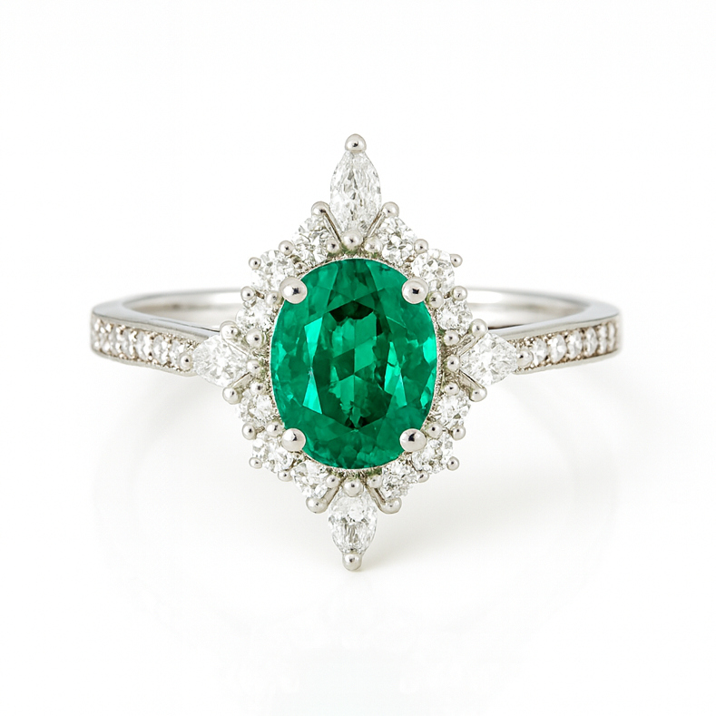 Mia Emerald Ring Sterling Silver