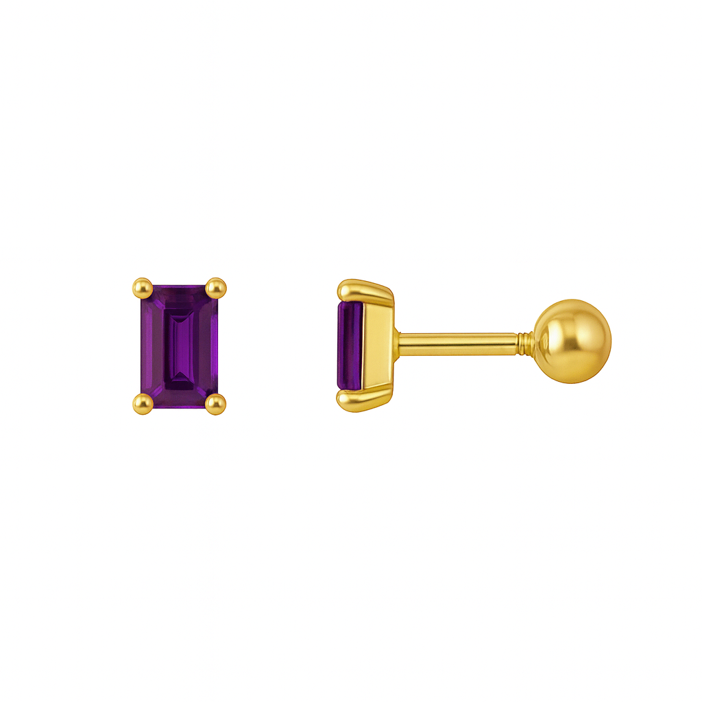 Pia 14k Solid Gold Amethyst Earrings