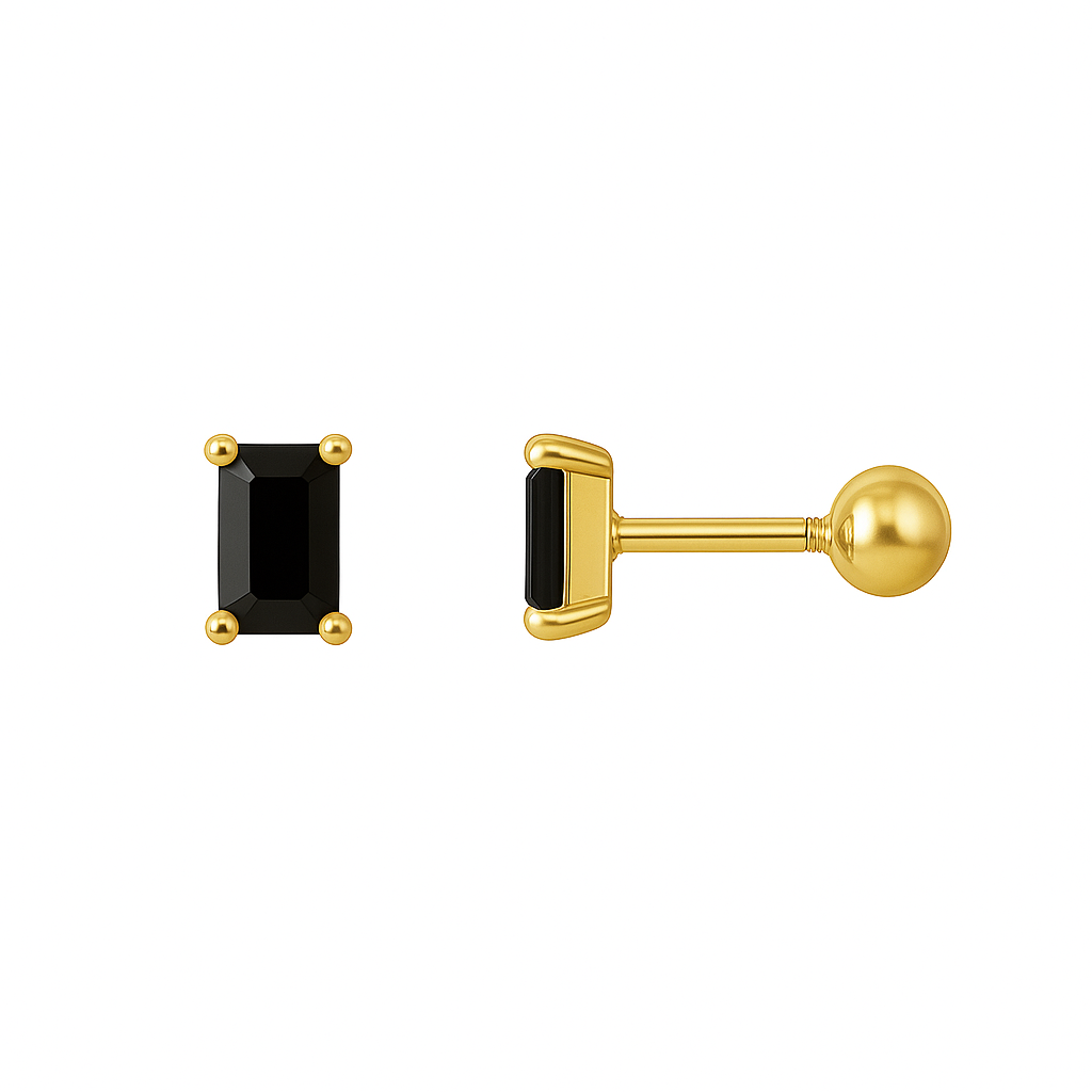 Pia 14k Solid Gold Black Onyx Earrings