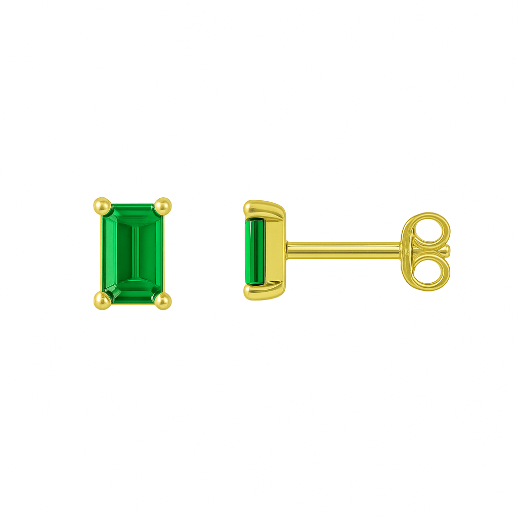 Pia 14k Solid Gold Emerald Earrings