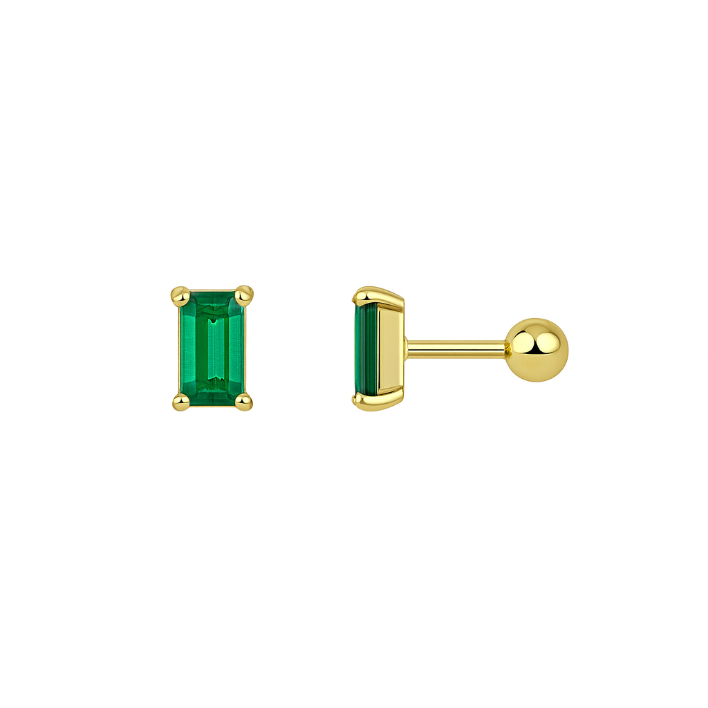 Pia 14k Solid White Gold Emerald Earrings