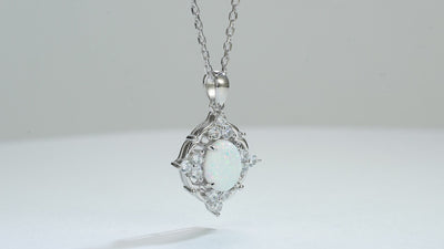 Sterling silver opal necklace with radiant pendant | Sterling Silver