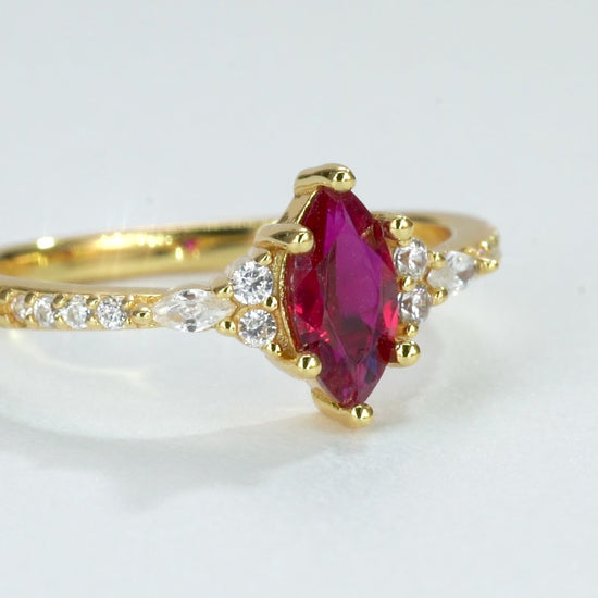 Marquise Ruby Ring in Gold Vermeil – Handcrafted Jewelry