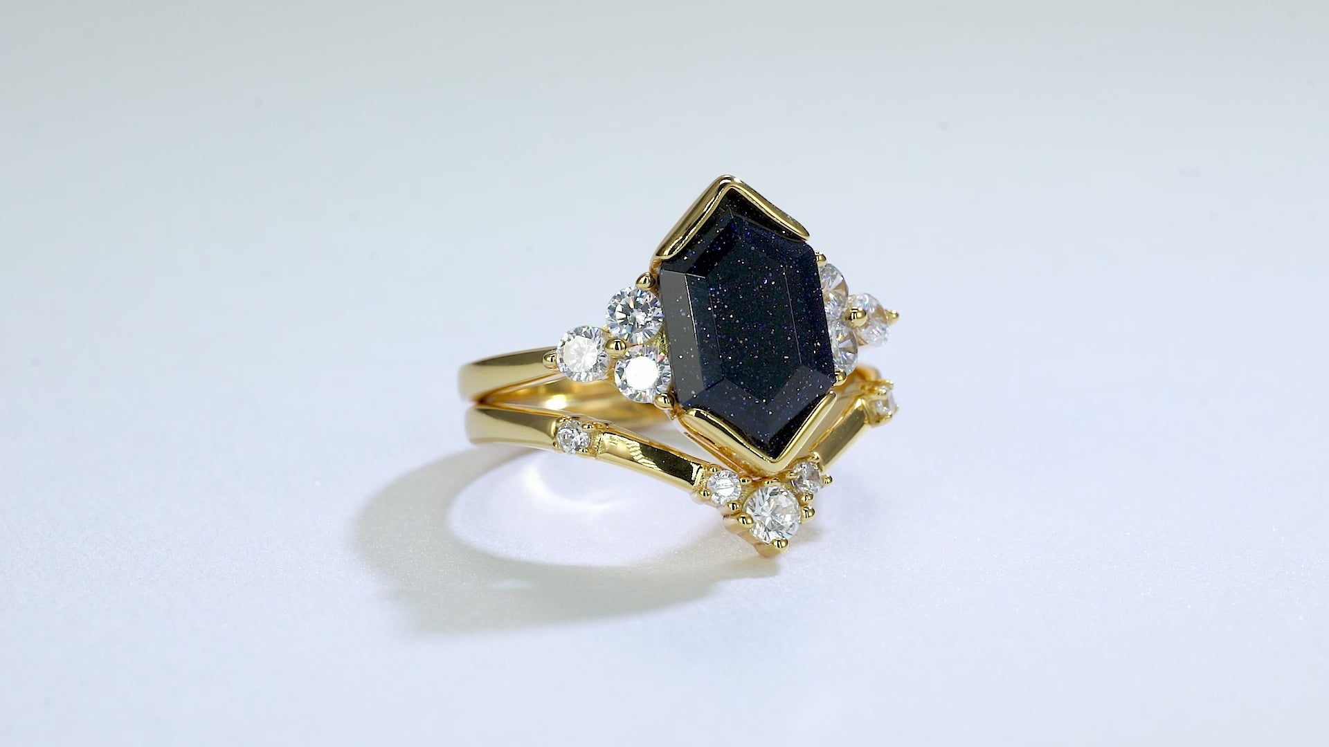 Elena Blue Sandstone Ring Set
