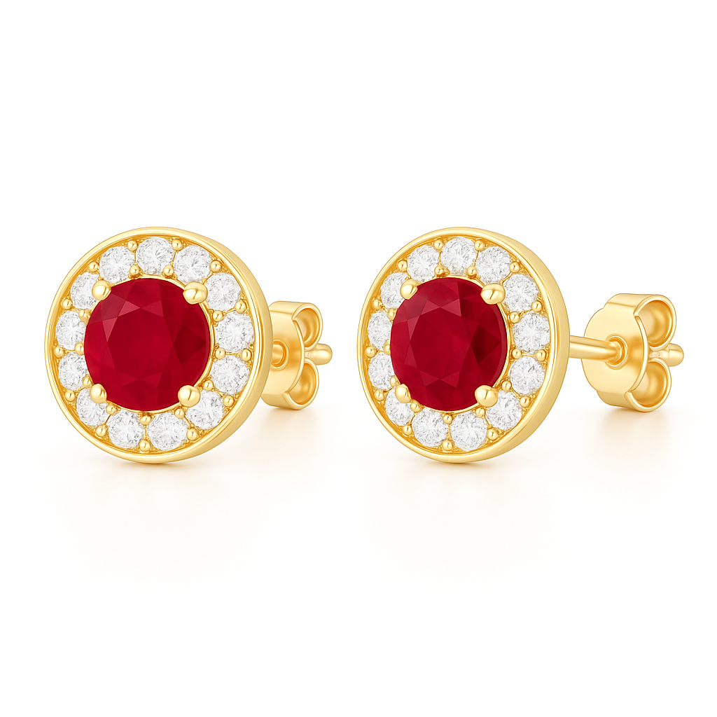 Jia Ruby Earrings Rose Gold