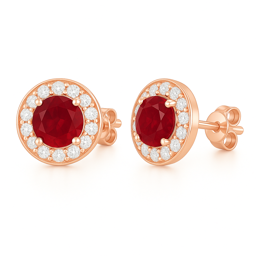 Jia Ruby Earrings Rose Gold