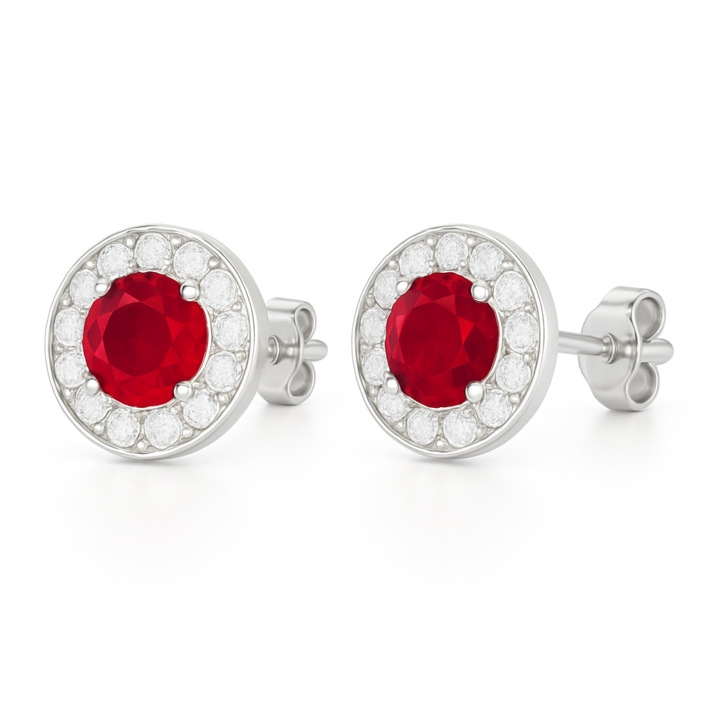 Jia Ruby Earrings Rose Gold