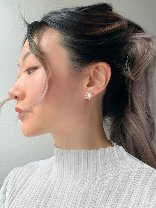 Mia Opal Earrings Rose Gold