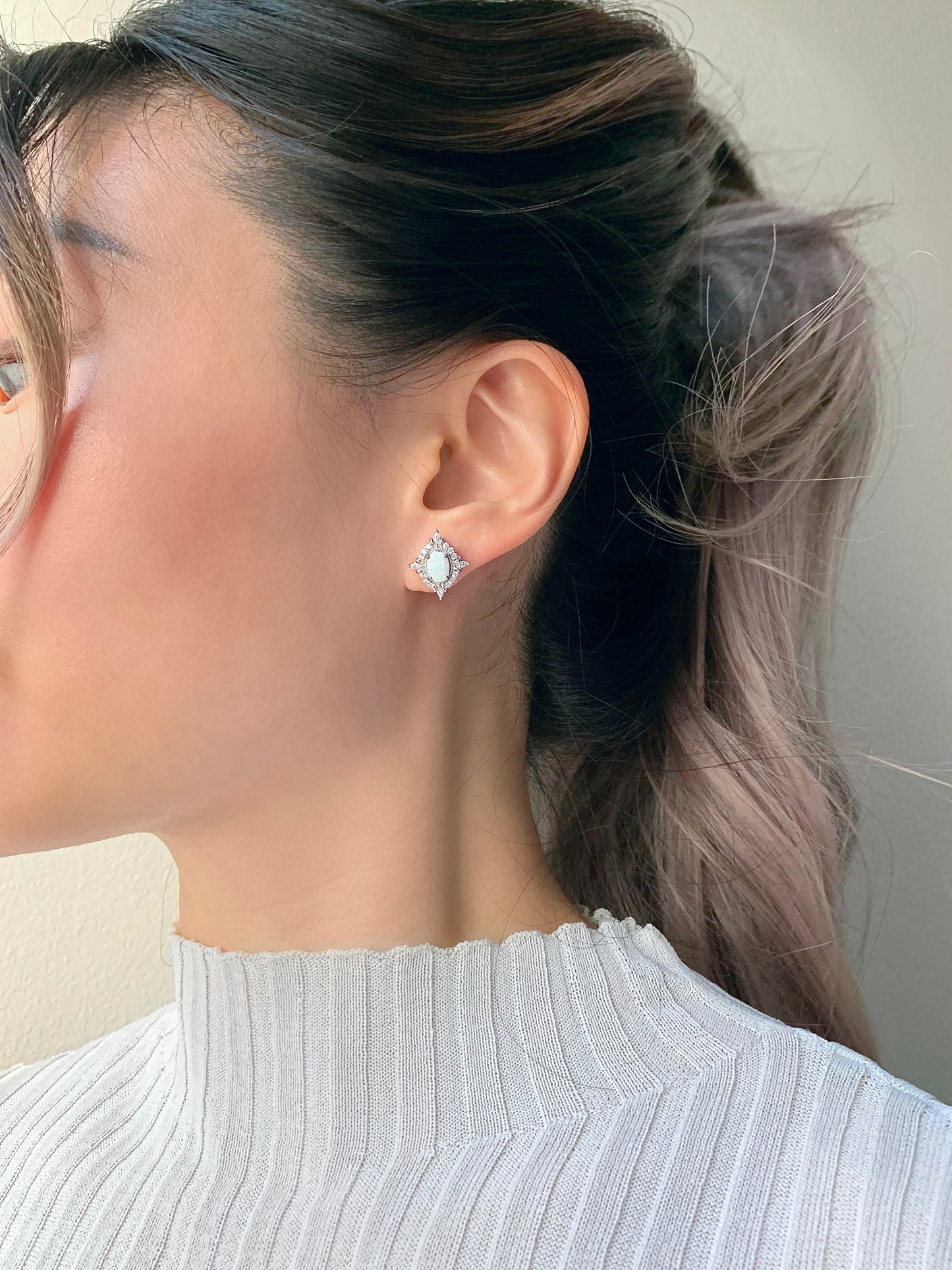 Mia Opal Earrings Rose Gold