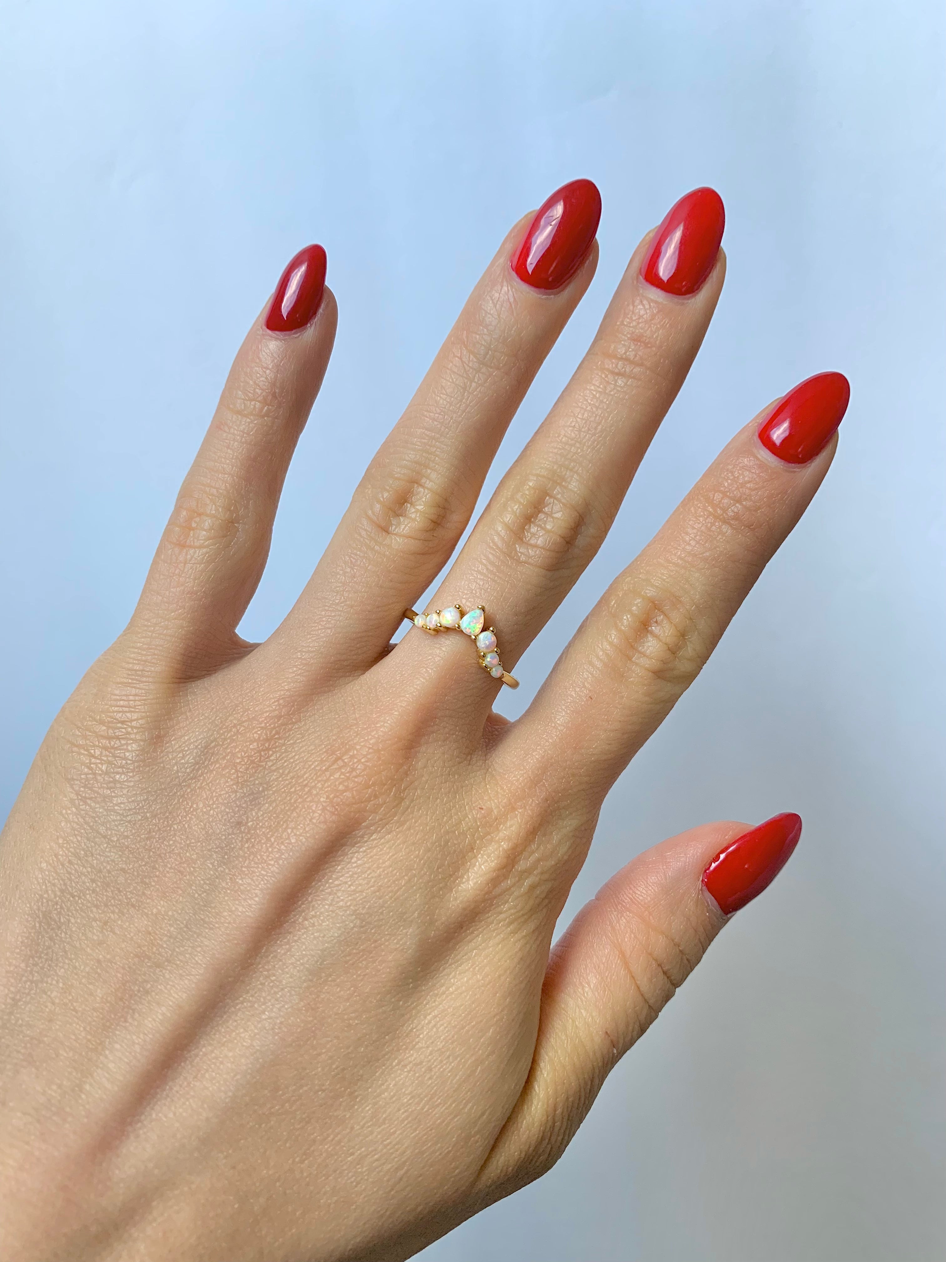 Isa Curved Opal Band Rose Gold