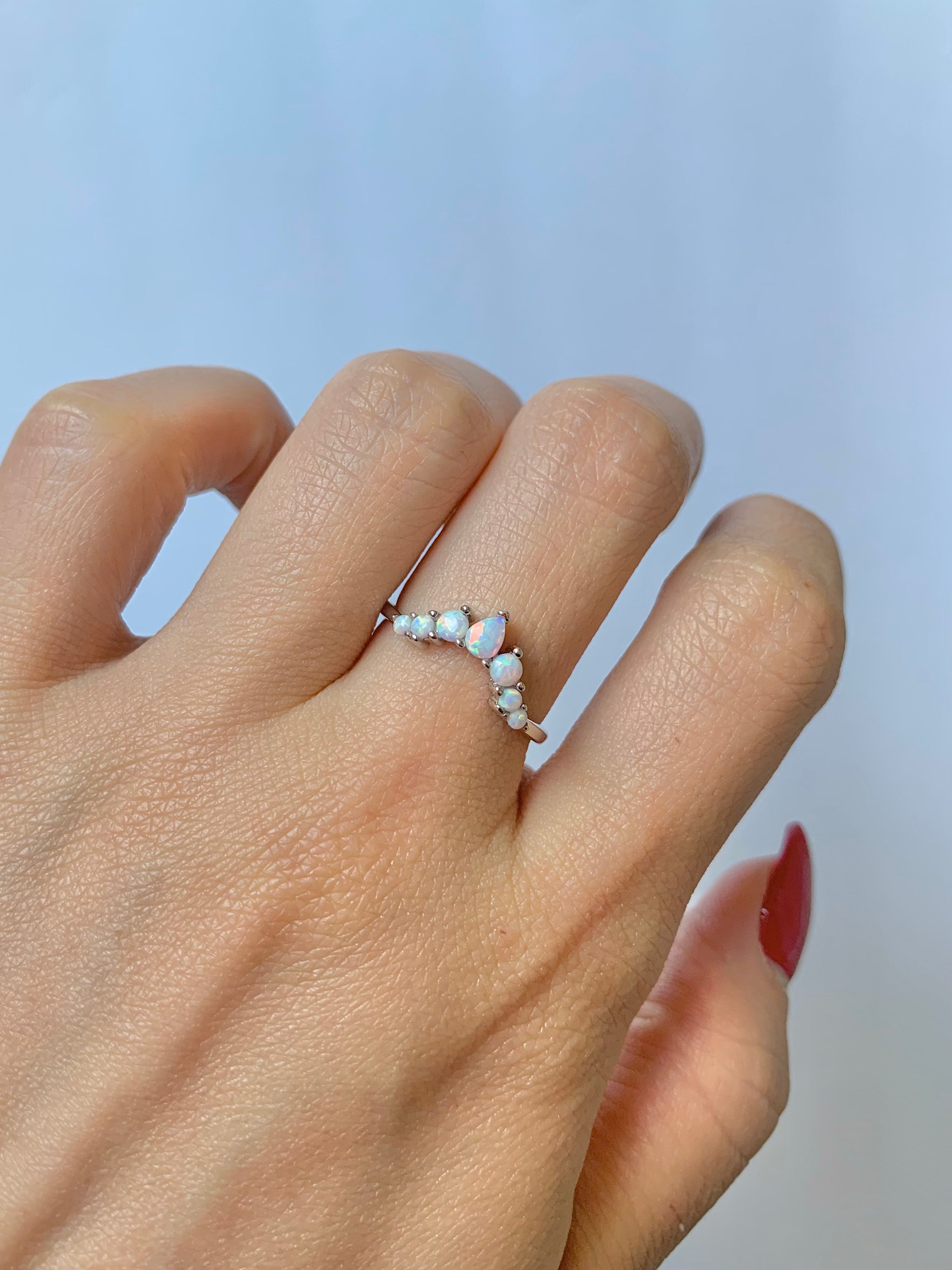 Isa Curved Opal Band Rose Gold
