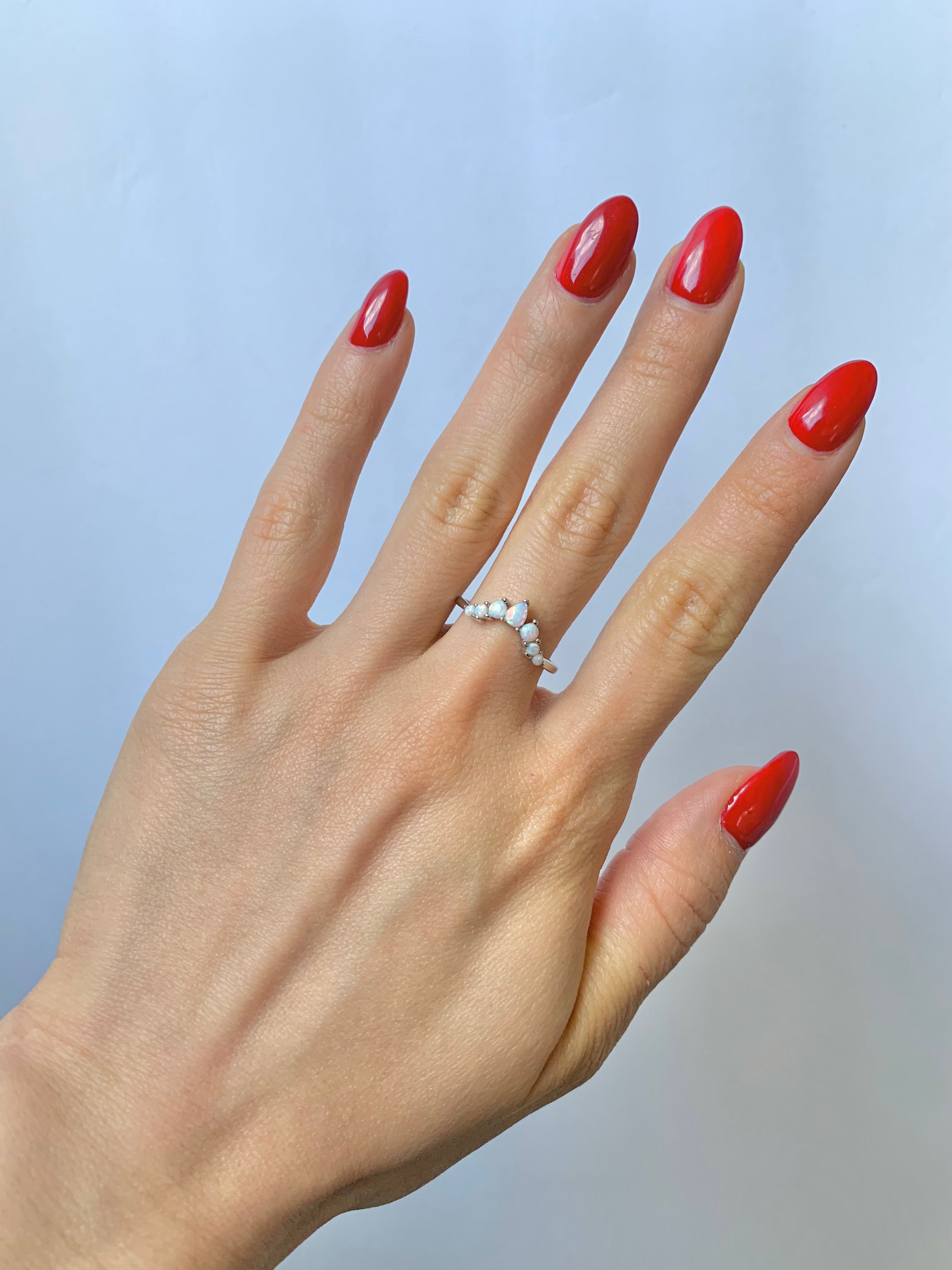 Isa Curved Opal Band Rose Gold