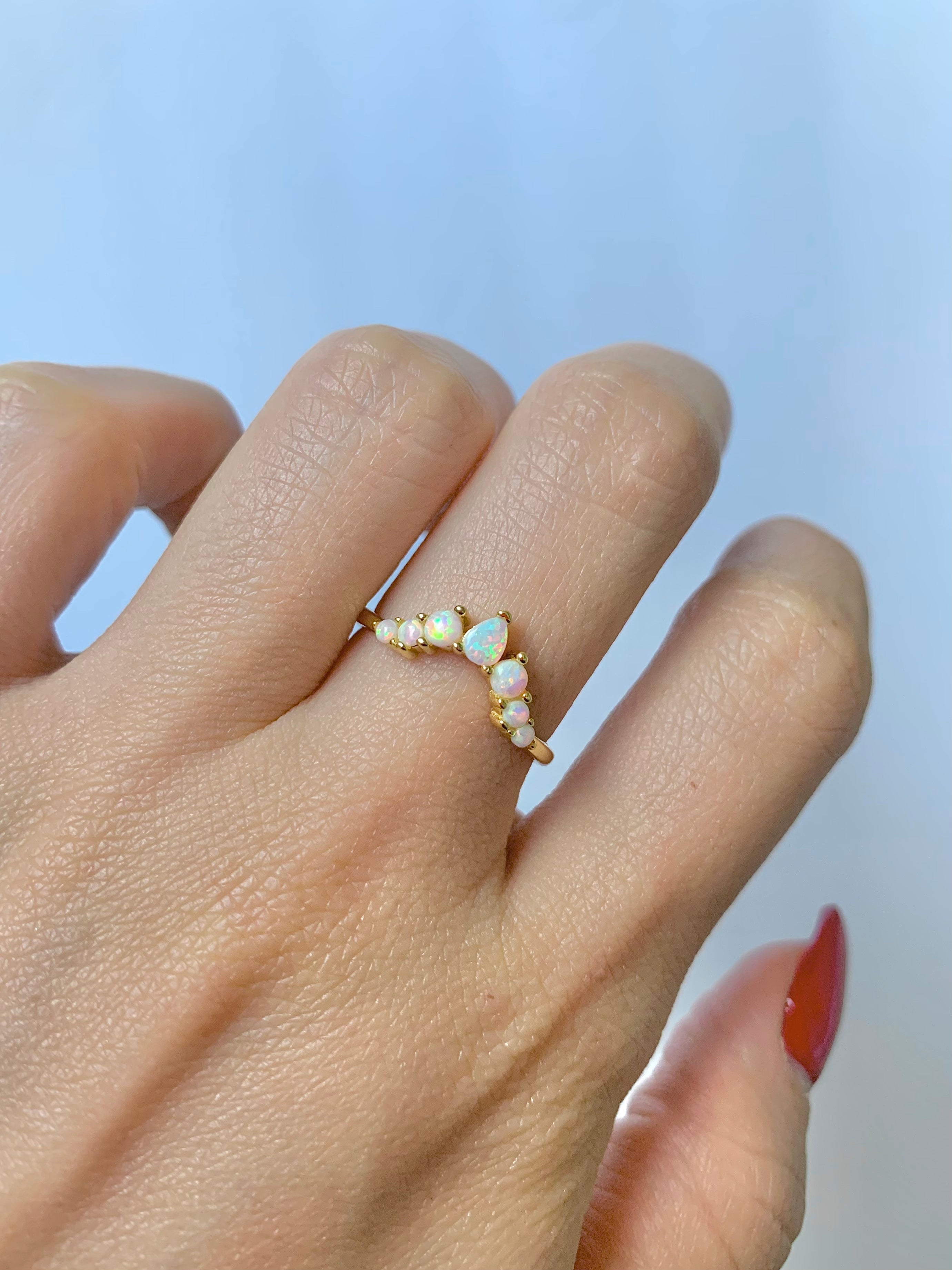 Isa Curved Opal Band Rose Gold