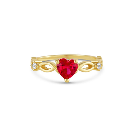 Lei Ruby Heart Ring Gold