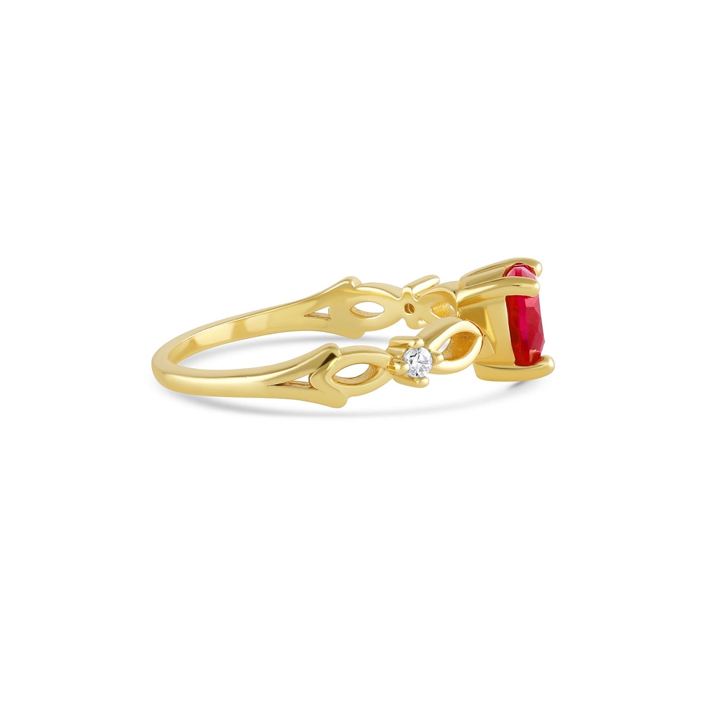 Lei Ruby Heart Ring Gold