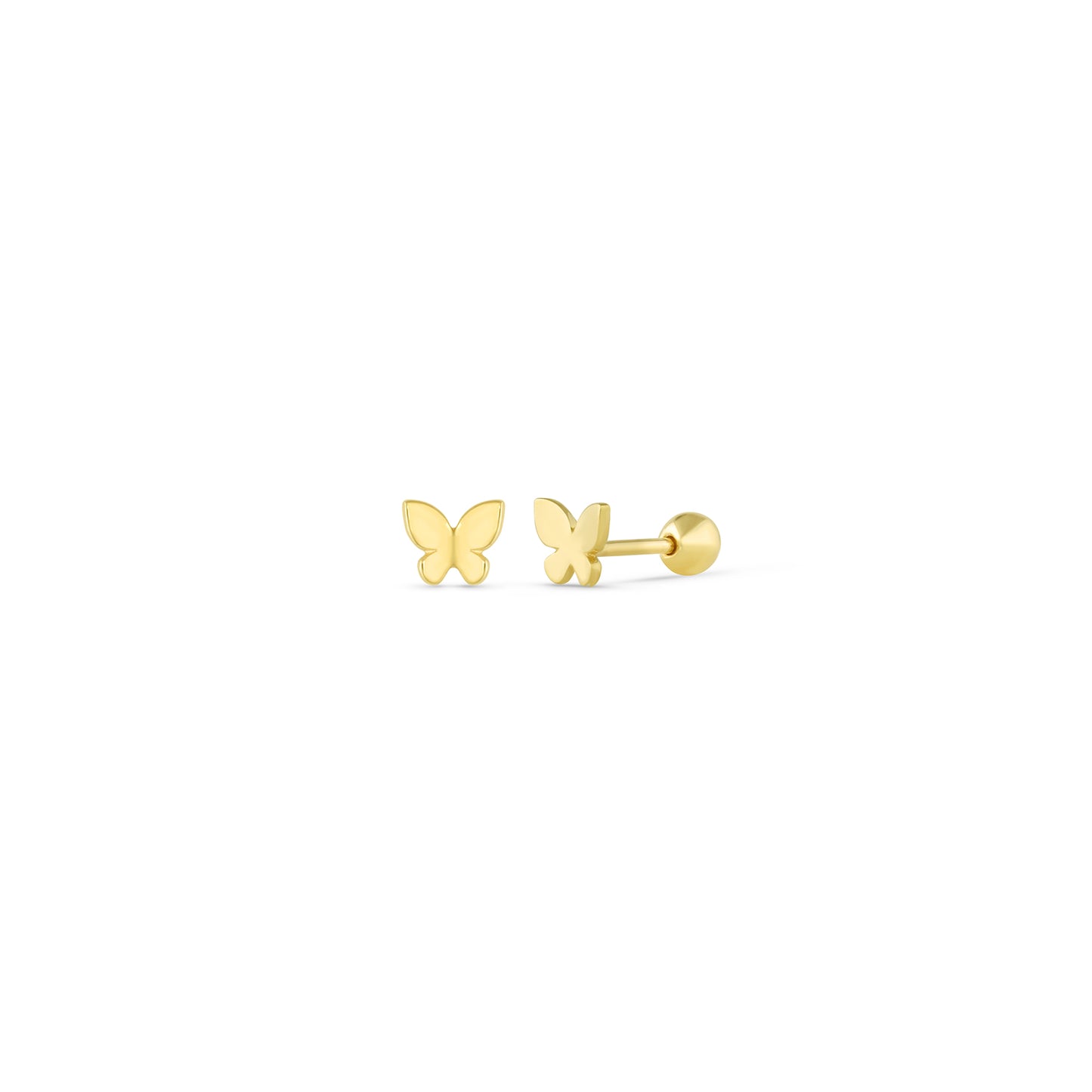 14k Solid Gold Butterfly Earrings