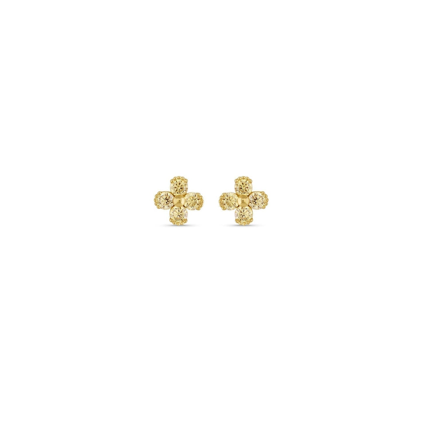 Jay 14k Solid Gold Amethyst Flowers Earrings