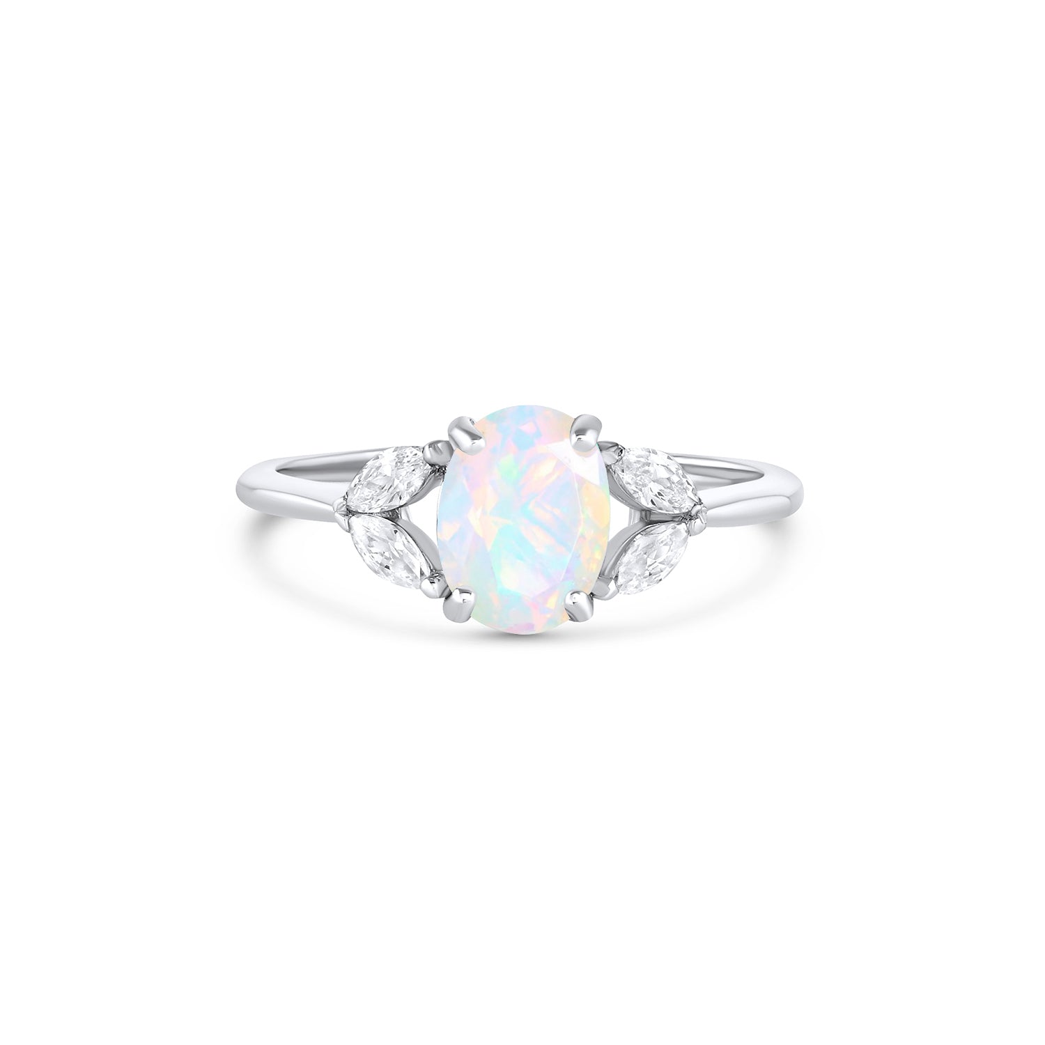 Ora Opal Ring Gold with 0.75-carat opal & CZ crystal accents