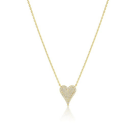 Tiny Crystal Heart Necklace Gold