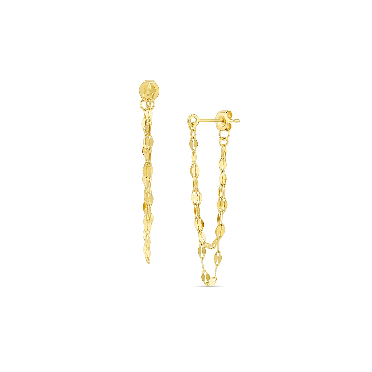 Rea 14k Solid Gold Chain Drop Dangle Earrings