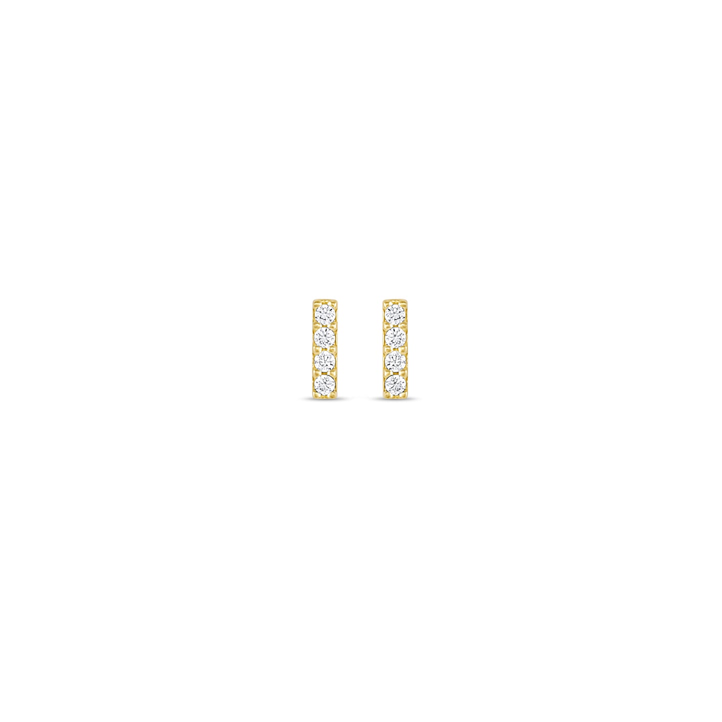 14k Solid Gold Crystal Stick Earrings